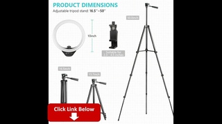 10'' Ring Light with 50'' Extendable Tripod Stand, Sensyne LED Circle Lights with Phone Holder