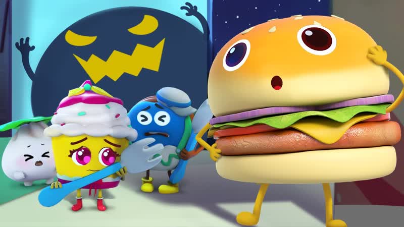 The Strange Sound in the Dark, Donut, Burger, Food Cartoon for Kids, Kids Cartoon, Baby