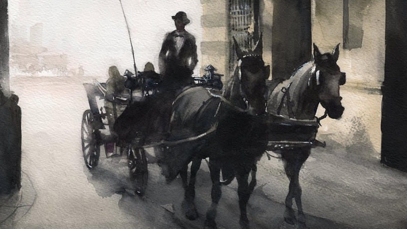 Watercolor Speed painting Vienna Cityscape 4