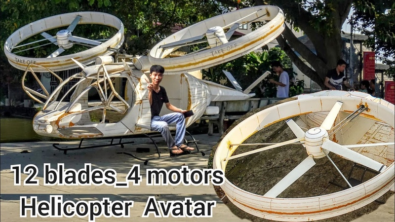 Part 9: Make 12 blades and install 4 electric motors for the avatar helicopter