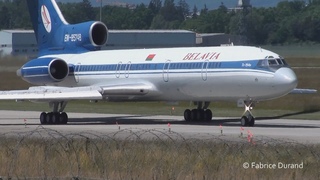 Tupolev 154M Belavia EW-85748 landing and take off at Geneva Cointrin GVA/LSGG