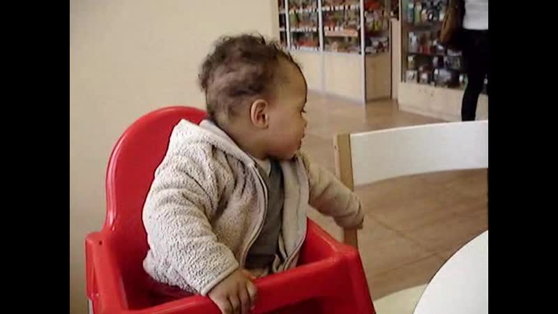 Jasey in the cafe in front of the