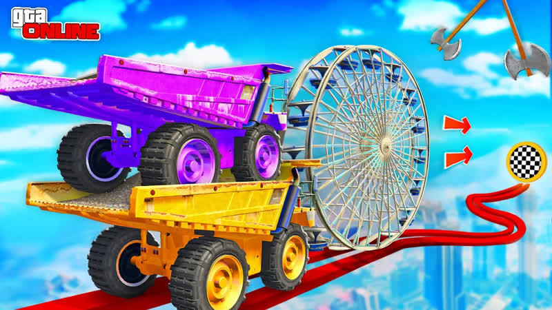 Джел ПАРНЫЙ СКИЛЛ ТЕСТ НА БЕЛАЗАХ В GTA 5 ТОЛКАЙ КОЛЕСО ДО