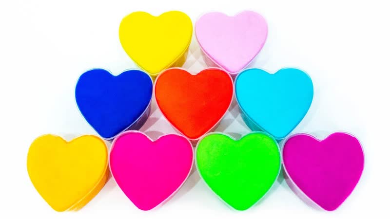 Разноцветные Сердечки из Пластилина Плей До с Игрушками