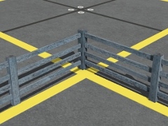 NSW trucking yard corner post for fence with 4 4.75x2in railings