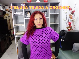 3°BLUSA MORADA TEJIDA A CROCHET PASO A PASO