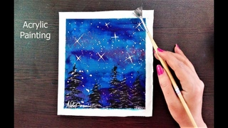 Starry Night , How To Paint Easy With Acrylics | #0032