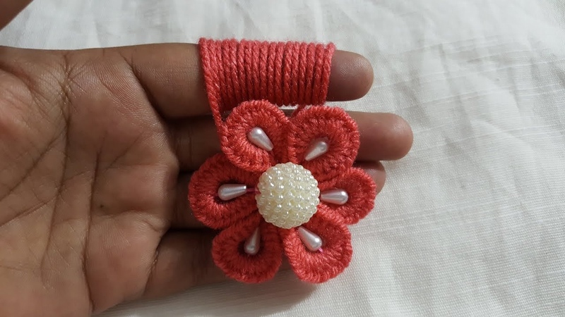 Hand Embroidery Easy Amazing Trick Wool Flower Making Finger Hack Design,