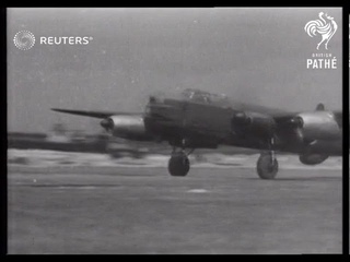 TRANSPORT: Aeroplanes: new 'Propellor-Turbine' jet engines powers a Lincoln Bomber (1947)