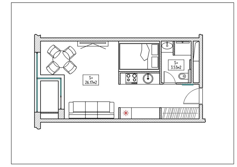 Проект квартиры почти 30 кв.