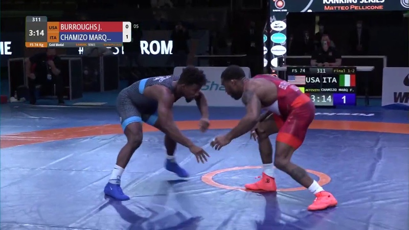 GOLD FS 74 kg: J. BURROUGHS ( USA) v. F. CHAMIZO MARQ (