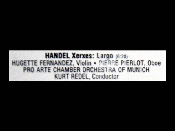 Handel, Kurt Redel, 1959: Largo from Xerxes Pierre Pierlot, Hugette